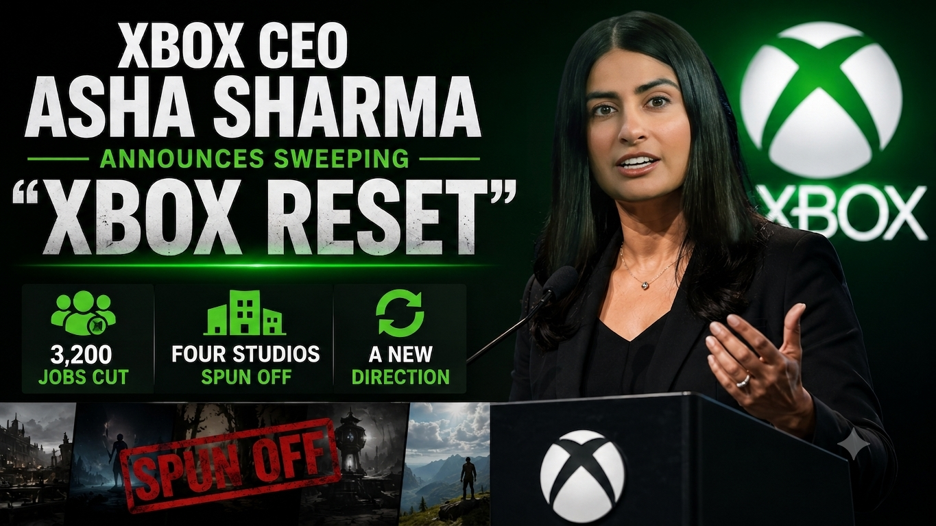 Xbox CEO Asha Sharma Announces Sweeping “XBOX Reset”: 3,200 Jobs Cut, Four Studios Spun Off