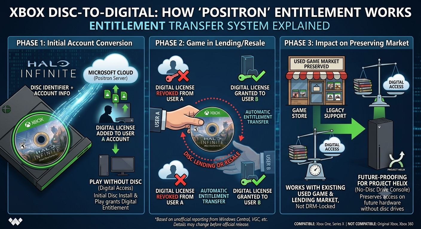 Xbox Disc-to-Digital Explained: How Microsoft’s “Positron” Entitlement Program Works Xbox Disc-to-Digital Explained: How Microsoft's "Positron" Entitlement Program Works